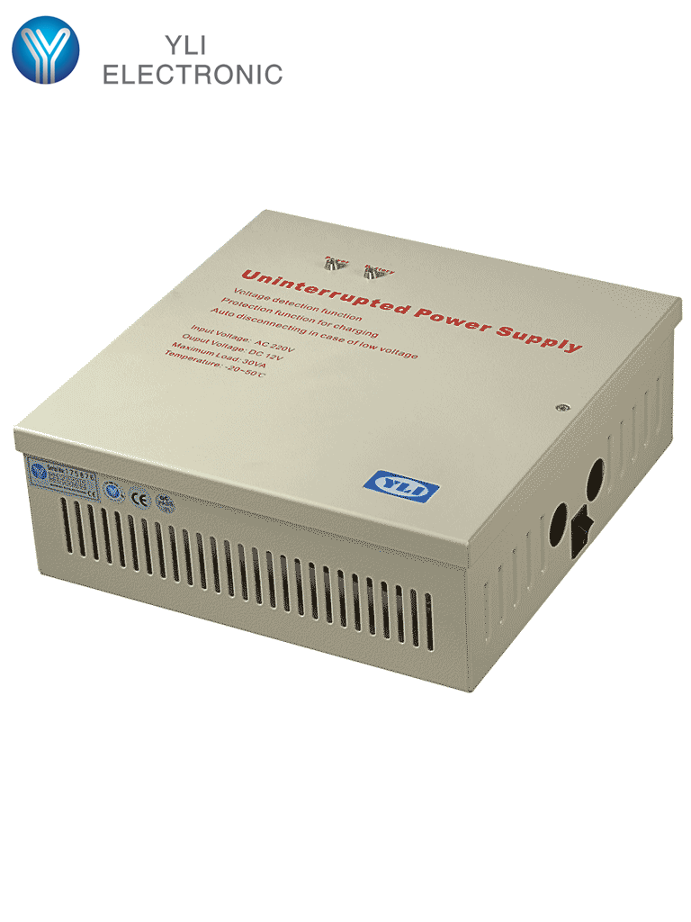 YLI YP902123 - Fuente de Energía con Gabinete para Control de Acceso / Con Relevador NO y NC / Protección contra Cortocircuito / Soporta Batería de Respaldo SXN2360001