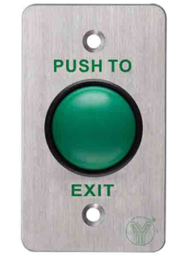 YLI PBK817AABSG - Botón de salida tipo americano en color verde con acabado en acero inoxidable/ Señales NC y NO