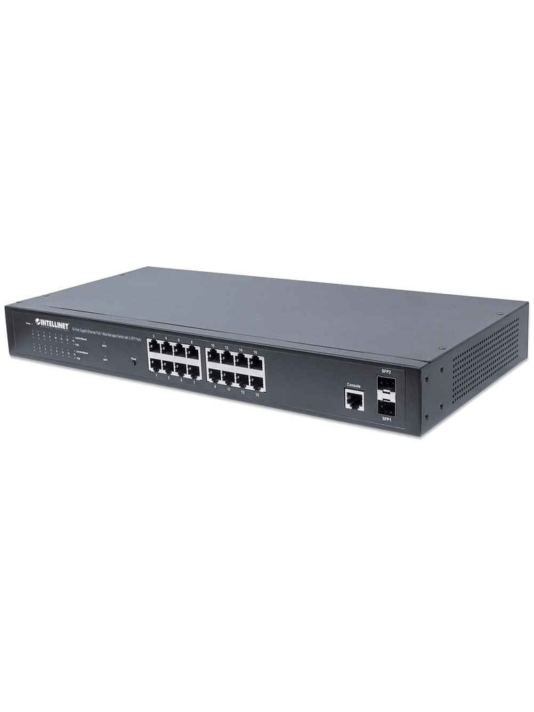 INTELLINET 561341 Switch Administrable Gigabit Ethernet de 16 puertos PoE+ con 2 puertos SFP