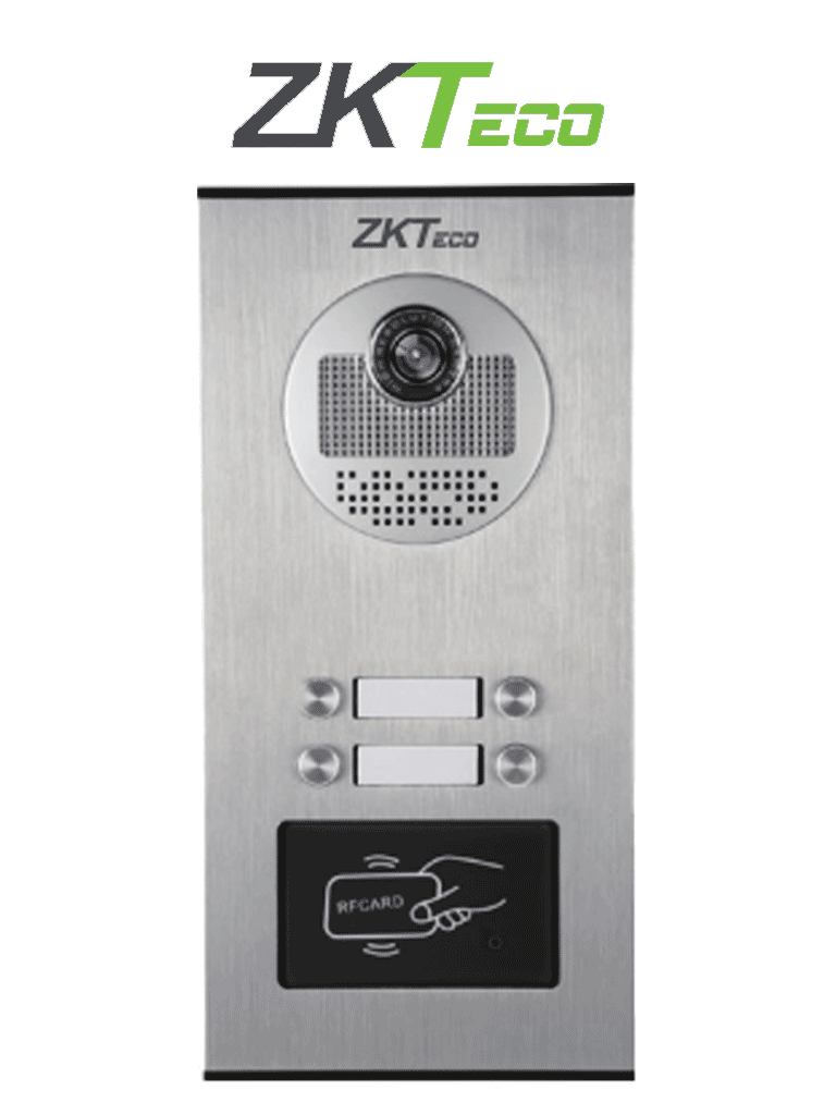 ZKTECO VE04A01 - Videoportero Departamental para 4 monitores / Cámara  de 700TVL / Ángulo de Visión 92° / Visión Nocturna / Apertura de Puerta con Tarjeta RFID/ IP54