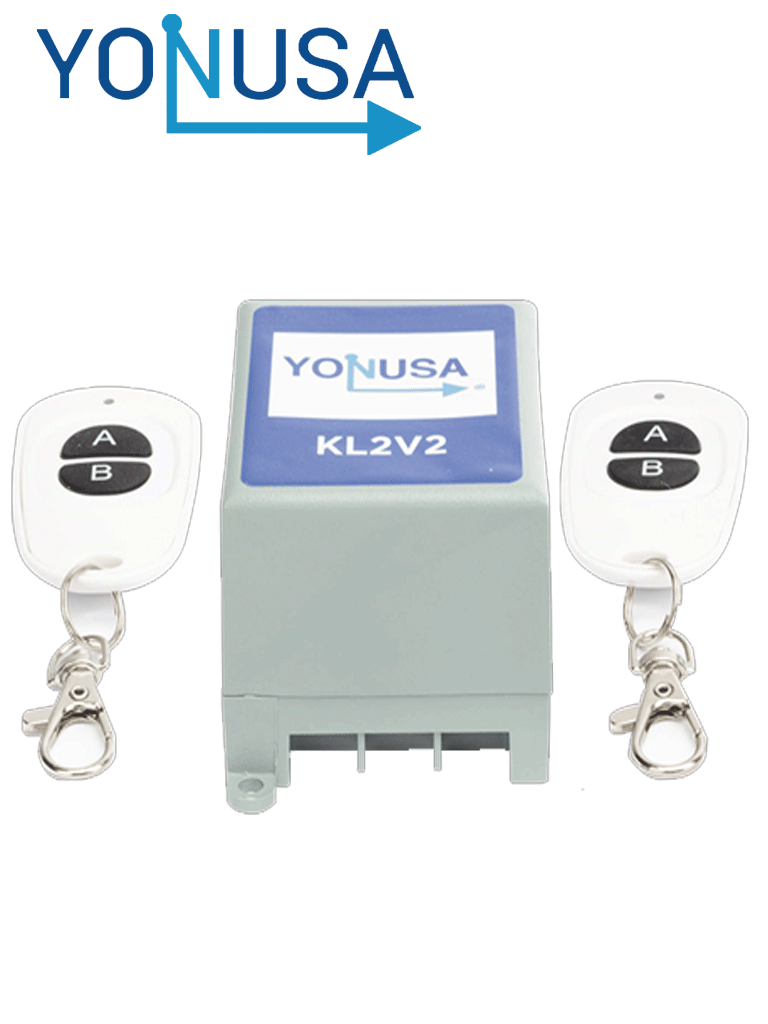 YONUSA KL2V2 -  Modulo de mando receptor y dos transmisores compatible con todos los energizadores Yonusa, conexion sencilla, armado y desarmado de cerco electrico