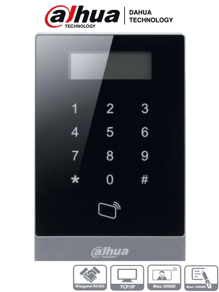 DAHUA ASI1201A-D- Teclado Touch para Control de Acceso con Pantalla LCD/ Lectora de Tarjetas ID/ Funcion Independiente/ 30,000 Usuarios/ 150,000 Registros/ Desbloqueo con Password y/o Tarjetas/ TCP/IP/ RS-485 y Wiegand/ Anti-passback/ 
