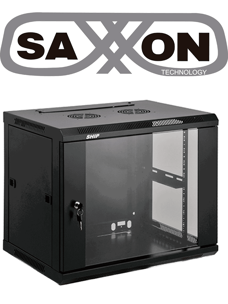 SAXXON SA660901 - Gabinete de pared / 9 UR / Fijo / Capacidad de carga de 60  Kg / Ancho 600 mm x profundidad 600 mm x alto 500 mm