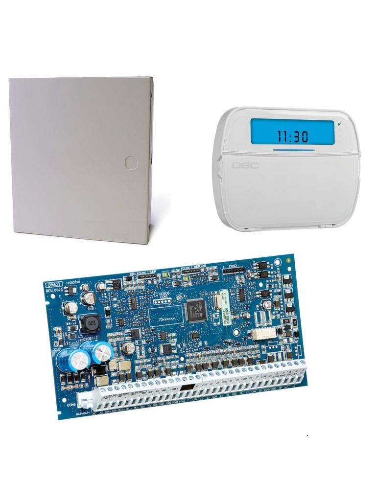 DSC HS2032S14SPA - Kit que contiene Panel de Alarma PowerSeries NEO HS2032 8 / 32 Zonas, Teclado HS2ICN y Gabinete PC5002C 