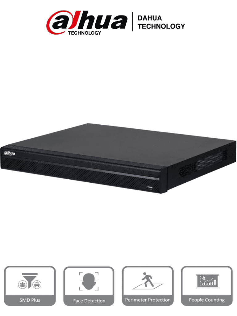 DAHUA NVR4208-8P-4KS2/L - NVR de 8 Megapixeles/ 4k/ 8 Canales IP/ 8 Puertos PoE/  Rendimiento de 160 Mbps/ H.265+/ 2 Bahías de Discos Duros/ Soporta Camaras WizSense/ HDMI 4k & VGA/ 