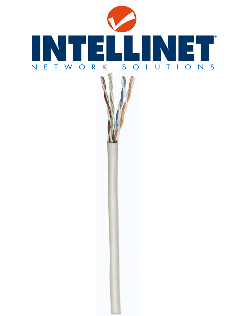 INTELLINET 334136 Bobina de Cable UTP Cat6, Sólida, 100% cobre, 305 m de cable UTP, Filamento sólido, CM, Certificable, Gris 