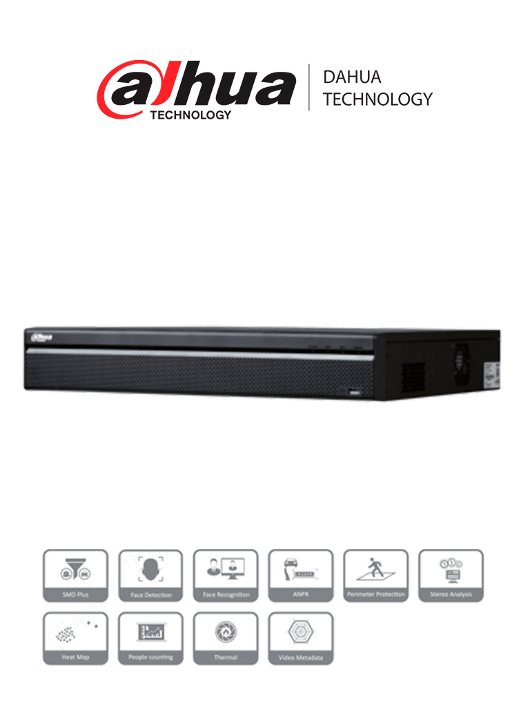 DAHUA DHI-NVR5432-4KS2 -NVR 32 Canales IP 4K/ Resolución de hasta 24 MP/ H265+/ Rendimiento 320 Mbps/ 2 HDMI/ 4 Puertos SATA/ DEWARPING/ E&S Alarmas/Audio 