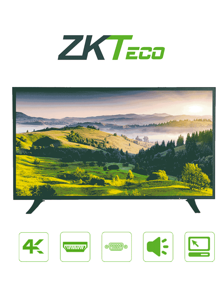 ZKTECO ZD434K-Monitor LED UHD Profesional de 43 pulgadas / Resolución 3840 x 2160 / 2 Entradas de video HDMI y 1 VGA / Altavoces Incorporados / Ángulo de Visión Horizontal 170° /  Soporte VESA / Operación 24/7 /  Incluye Cable HDMI /  #Beneficiate