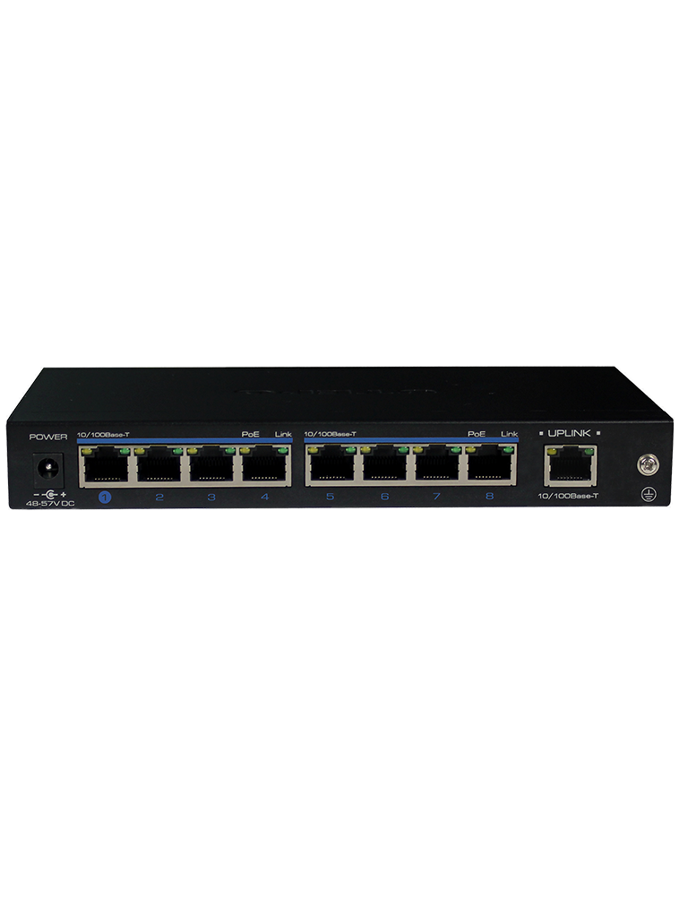 UTEPO UTP3SW08TP120 - Switch  PoE de 9 Puertos Fast Ethernet/ 8 Puertos PoE/ 1 Puerto UPLINK/ 120 Watts Totales/ Estándares 802.3af & at/ Conexión hasta 250m en Modo CCTV/ No administrable 