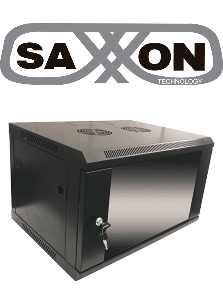 SAXXON SE540601 - Gabinete de pared / 6 UR / Fijo / Capacidad de carga de 60  Kg / Ancho 570 mm x profundidad 450 mm x alto 370 mm / #Gabinete