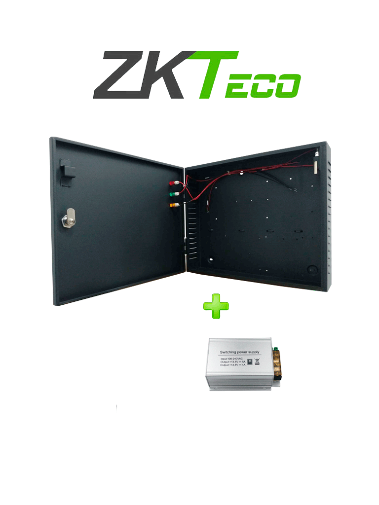 ZKTECO GABMETF - Kit de Gabinete Metálico para Paneles ZKTECO/ Compatible con Paneles de Control de Acceso / Conexión para Batería de Respaldo + Fuente de Poder