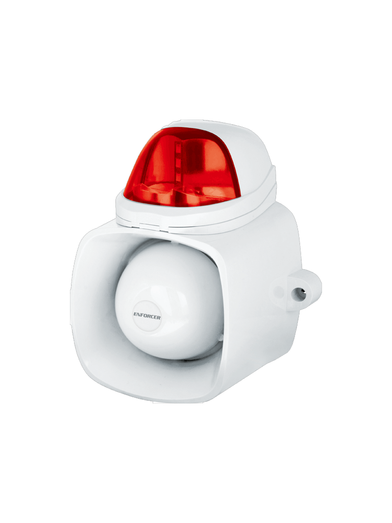 Seco-Larm SH816SSMQR- Sirena autónoma de 9~15 V CC de 115 dB con tono de trino. Altavoz de 20W con entrada de audio para emisión de mensajes, salida antisabotaje integrada, IP65. lente roja. #Beneficiate