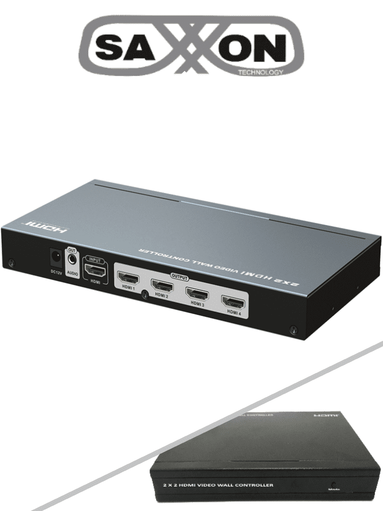 SAXXON LKV314VW- Controlador de Videowall de 2 x 2/ Resolución 1080p a 60 Hz/ Distribuye 1 Entrada HDMI en 4 Pantallas/ 1 Salida de Audio/ Modo Pantalla Completa o Clon/ Facil Instalación/ 