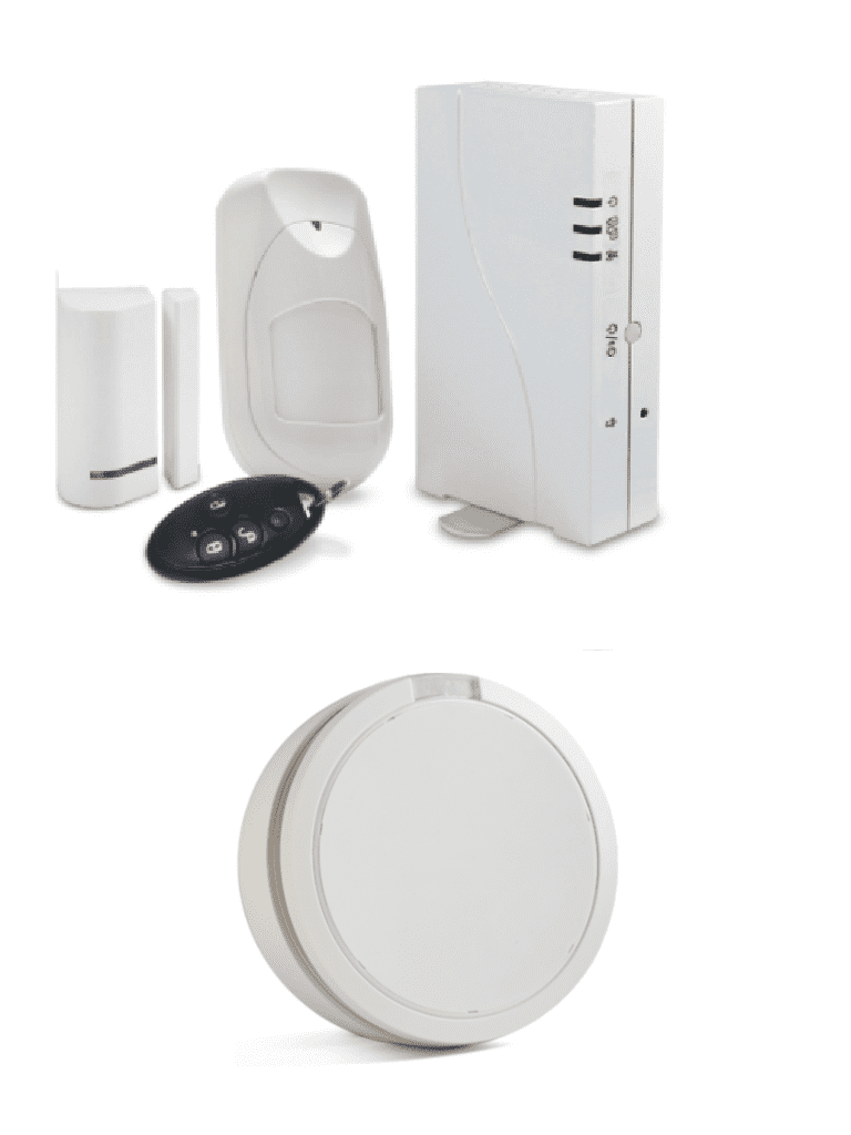 Risco Wicomm Fuego Pack - Paquete Que incluye Panel Autocontenido Inalámbrico Wicomm con Sensor de Movimiento , Contacto Magnético, Llavero y Sensor de Humo y Calor Inalámbrico 2 Vías. #PAREJAIDEAL