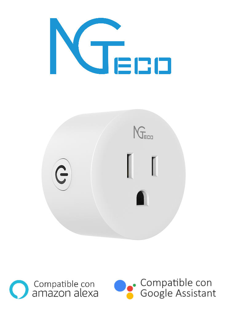 NGTECO NGP300 - Contacto Inteligente WiFi /  Control Control Remoto vía App / Control por Voz /  Frecuencia WiFi de 2,4 GHz /  Compatible con Amazon Alexa y con el Asistente de Google / Entrada 110 V / 60 Hz 
