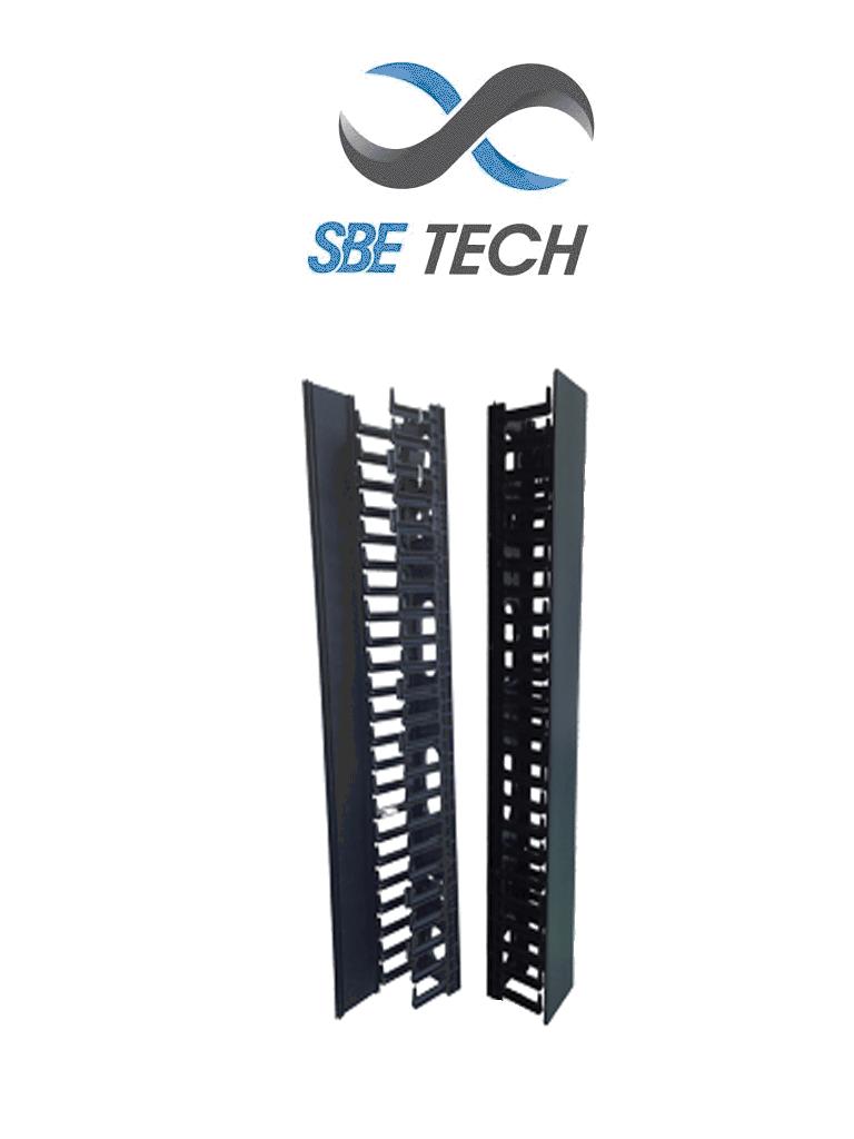 SBETECH OVNL225URS - Organizador vertical sencillo de 22.5 UR / Base de soporte metálico / Color negro