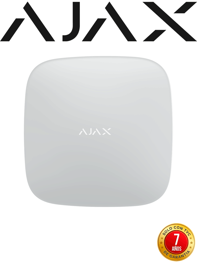 AJAX Hub2(2G) - Panel de  alarma  Ethernet/2G color Blanco / APP “AJAX PRO” IOS y Android / hasta 100 dispositivos / Hasta 25 cámaras / Hasta 50 Usuarios / 2 SIM / Hasta 14h de duración de la batería