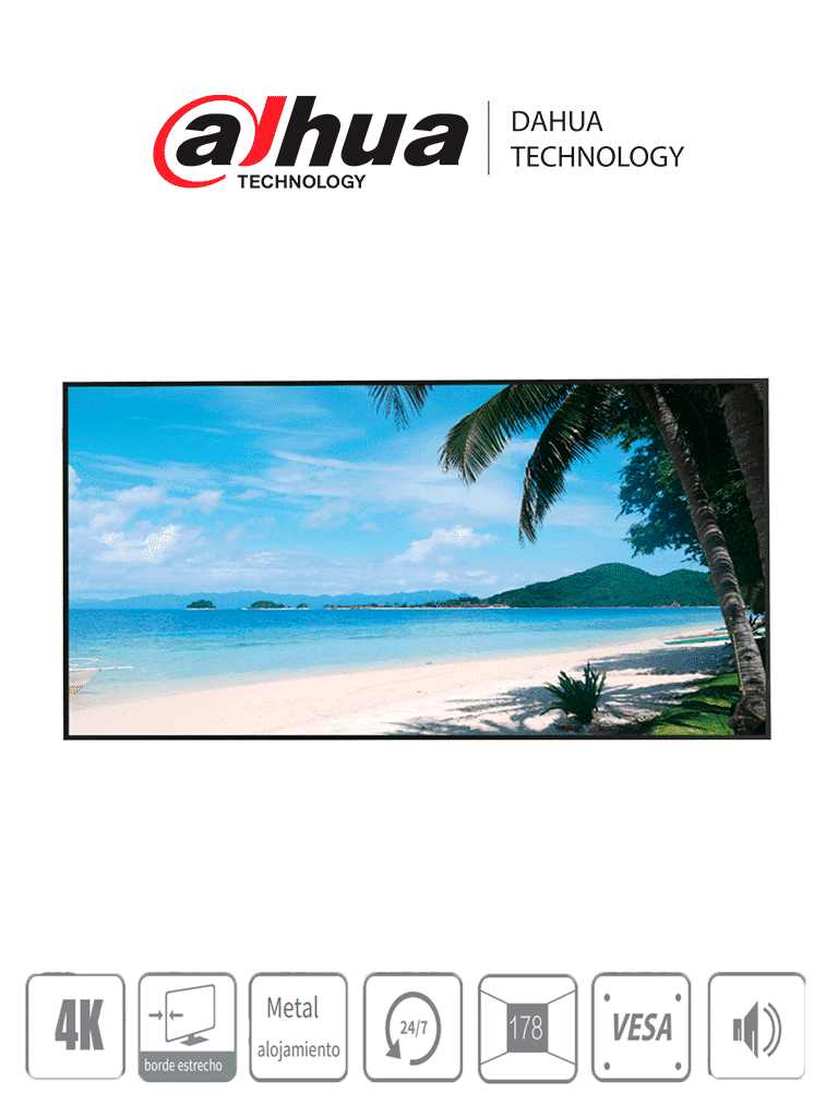 DAHUA LM55S400 - Pantalla 4K 55 pulgadas / Profesional para CCTV / Ultra  HD / Panel nivel industrial / 27 / 4 / Brillo 450 NITS / 6MS / Carcasa de metal