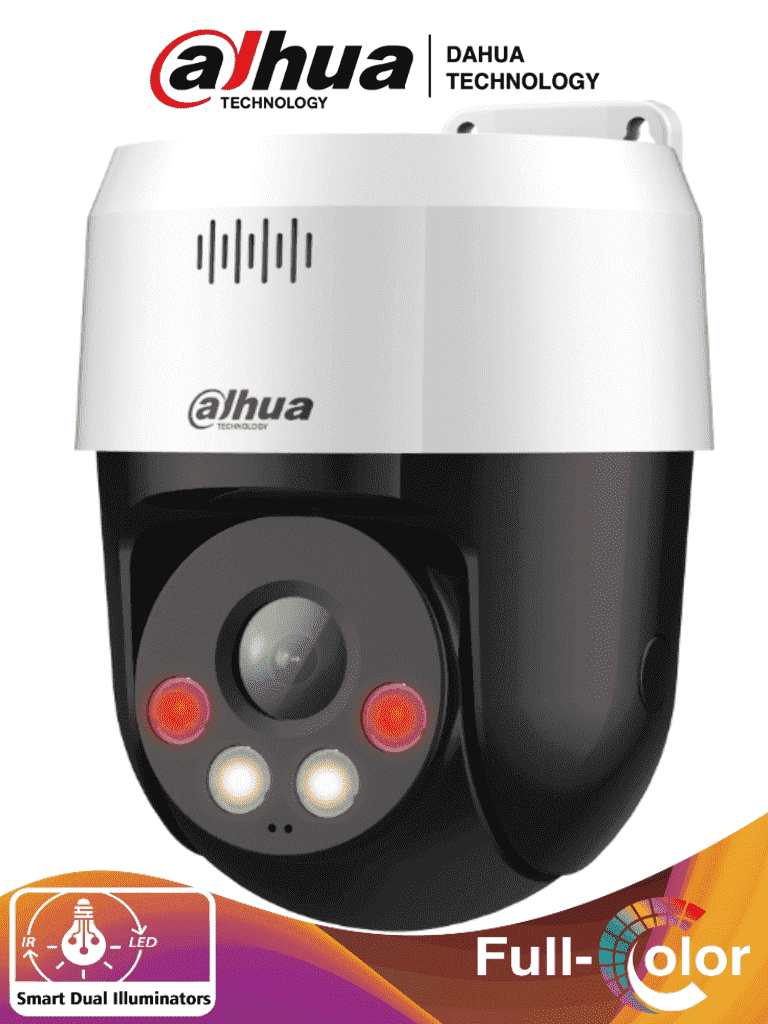 DAHUA SD2A200HB-GN-A-PV-S2 - Camara IP PT de 2 Megapixeles/ Full Color+Disuasion Activa/ Iluminador Dual Inteligente/ Lente fijo/ 30 Metros de Iluminación IR y Visible/  Audio 2 Vias/ IP66/ PoE/ Detección de Humanos/ PoE/ IP66/  Ranura MicroSD/ #LoNuevo
