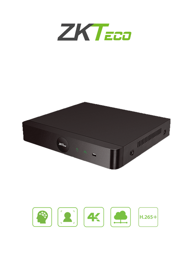 ZKTECO Z8608NF8F - NVR de 8 Canales IP 4K / Reconocimiento Facial hasta en 8 Canales  / Lista Blanca y Negra / Compresión H.265+ / 2 SATA hasta 8 TB / Funciones IVA / Salida de Video HDMI 4K  / Entrada y Salida de Alarma / P2P / #Beneficiate /#lineaIP