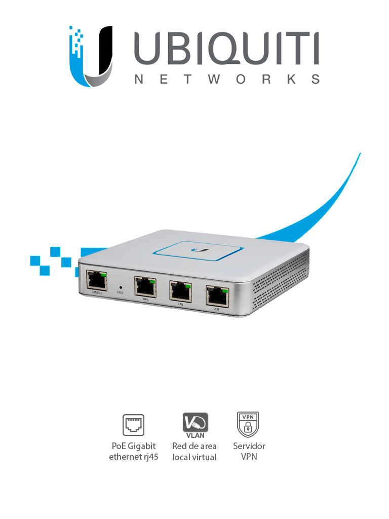 UBIQUITI USG - Ruteador UniFi Security Gateway / 1 Puerto WAN Gb. / 3 Puertos Gigabit Ethernet / Potente firewall / Compacto y Silencioso