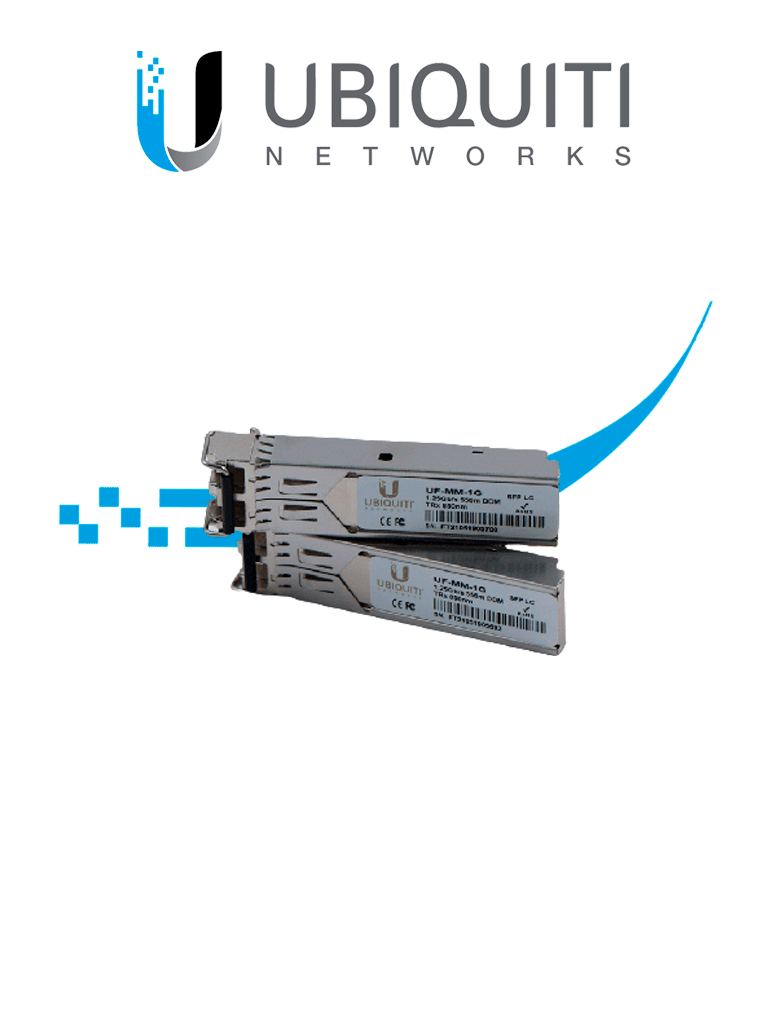 UBIQUITI UF-MM-1G - Modulo para Fibra Optica SFP Multimodo / 1 Gigabit / Conector Tipo LC / Compatible con Switches UniFi y EdgeMax