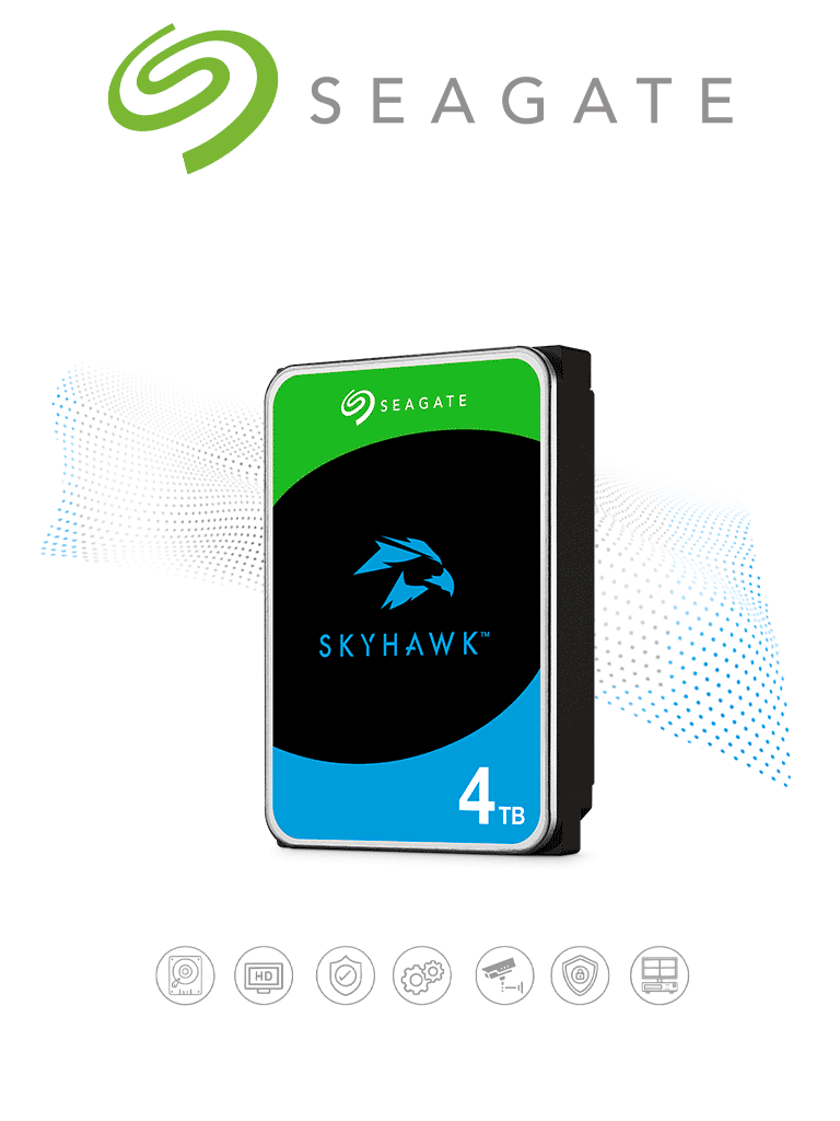 SEAGATE ST4000VX016 - Disco duro de 4TB SkyHawk / SATA 6 GB s  /   Hasta 64 cámaras / Hasta 16 Bahías / Función 24/7 Caché 256 MB