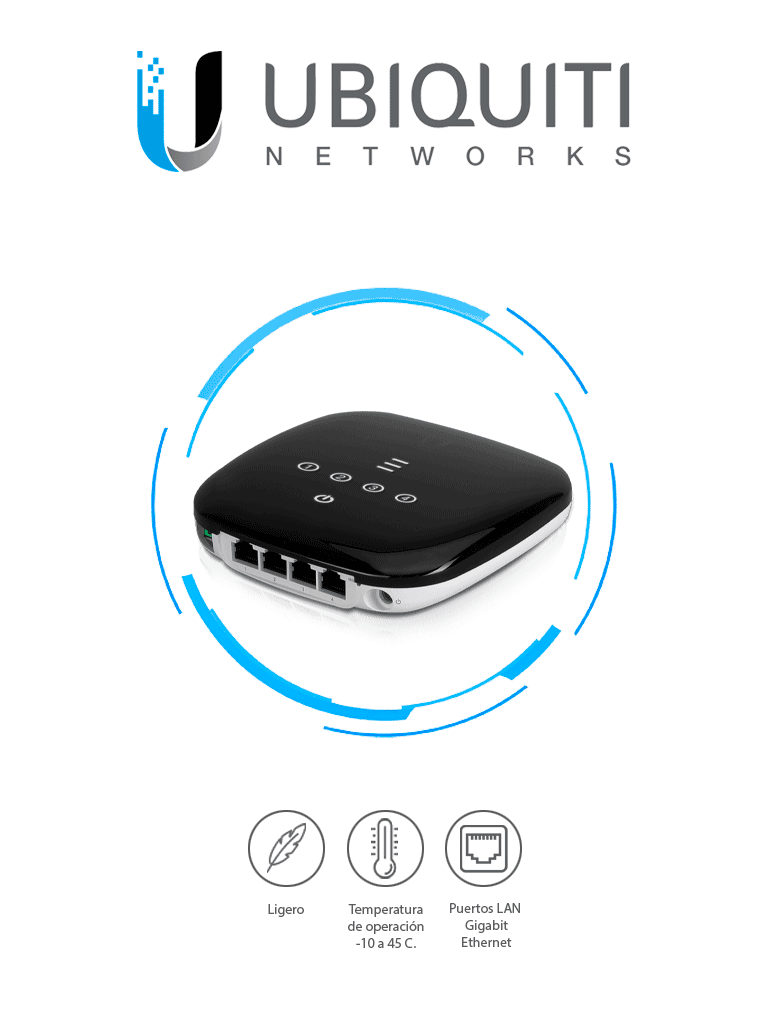 UBIQUITI UF-WIFI UFiber WiFi 802.11n GPON ONU, Unidad de red óptica con 1 puerto WAN GPON (SC/APC) + 4 puertos LAN Gigabit Ethernet #LONUEVO  